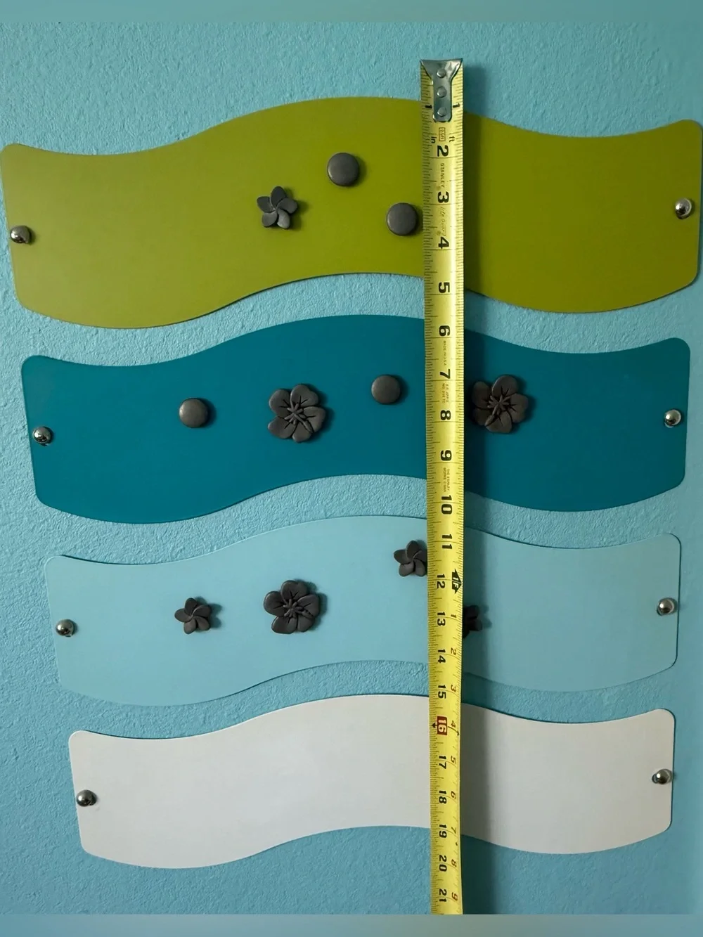 Vintage Target Wavy Magnetic Wall Panels Set of 4 with Floral Magnets